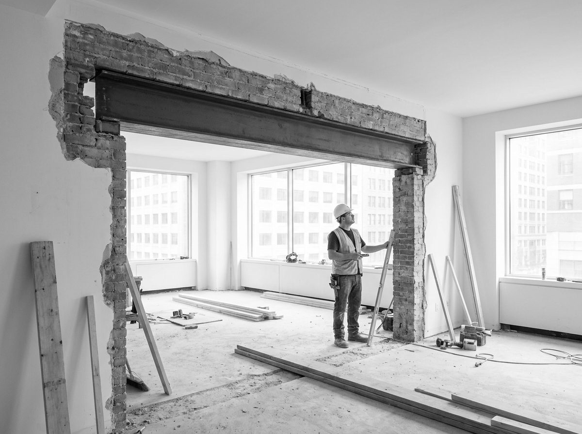 Constructieve doorbraak met een stalen ligger tijdens een verbouwing